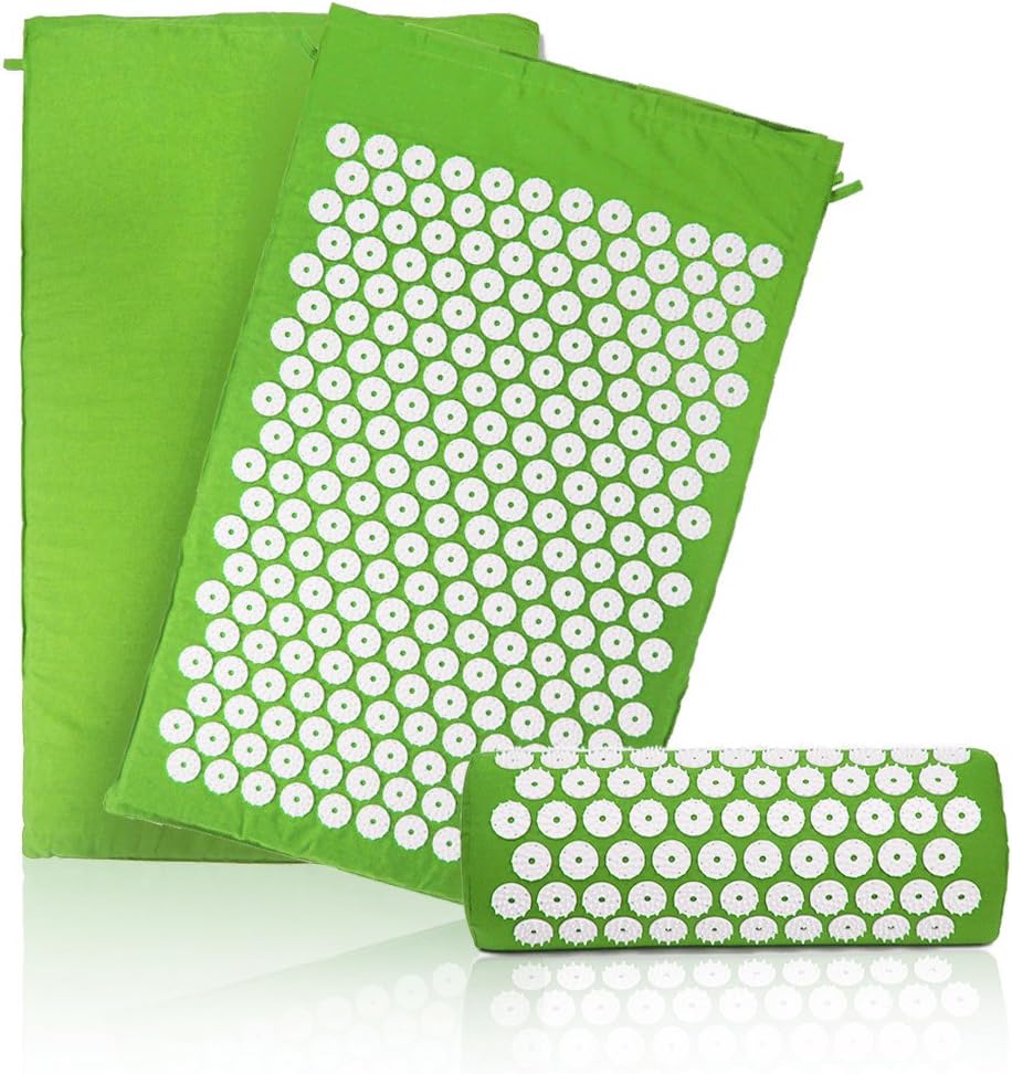 MSG Back and Neck Pain Relief - Acupressure Mat and Pillow Set - Physical Massage Mat Great for Relieving Neck Sciatic and Back Pain - Comes with a Carry Bag for Storage and Travel