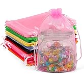 ANZNKU 50 Pack Assorted Organza Bags 6x9 Inch, Mesh Drawstring Bags, Mesh Bag for Gifts Large Organza Bag for Valentine Gift Wedding Party Favor