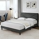 Novilla Queen Bed Frame with Headboard, Bed Frame Queen Size Queen Platform Bed Frame, No Box Spring Needed, Heavy Duty Feet, Easy Assembly, Dark Grey