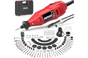 POPULO Power Rotary Tool Kit with Keyless Chuck, 154pcs Accessories, Flexible Shaft, Variable Speed Engraving, Corded Tools Drimmer Set for Cutting Sanding Polishing Engraving Crafting and DIY Works