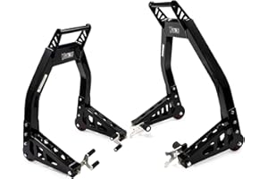 Venom Sport Bike Motorcycle Stand Front & Rear Motorcycle Lift Combo - Black Universal Front Fork & Swingarm Y & Paddle Lift Bike Stand Set, Compatible with Yamaha, Honda, Kawasaki, Suzuki, & BMW