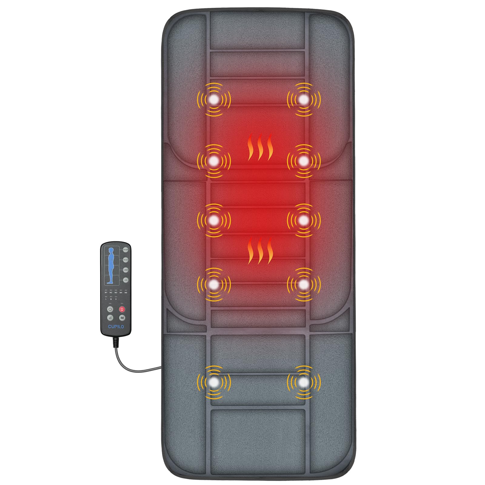 Photo 1 of CuPiLo Massager Pad, Back Massager with Heat and 10 Vibrating Motors for Pain Relief, Body Massage for Back, Lumbar,Leg, Gifts for Men Women, Long 53"