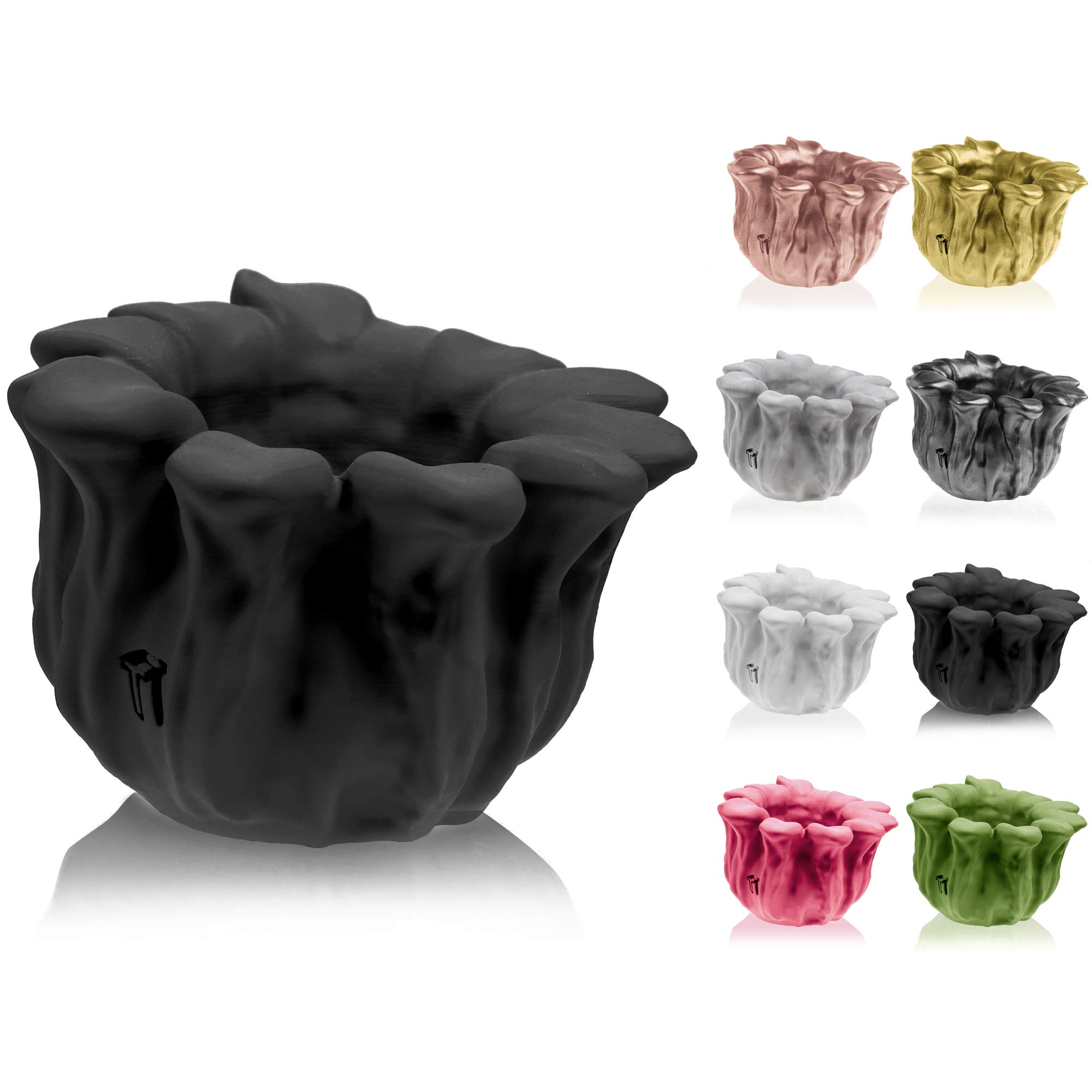 CONCRETTE Flower Pot, Black Matte, 16x16x11 cm