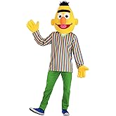 Officially Licensed Sesame Street Bert Costume for Adult Men with Mask and Gloves Halloween Outfit