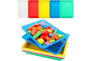 FVIEXE 25 Pack 5 Colors Plastic Art Tray, Colorful Sensory Tray Craft Activity Tray Plastic Trays Organizer Tray for Lego, Sand, Beads, Painting, Jewelry, 11.0 x 8.3 x 1.2 Inch