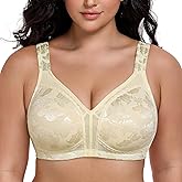 Wingslove Women's Minimizer Bras Full Coverage Wirefree Comfort Plus Size Bra Large Bust Non Padded (Light Nude,44D)