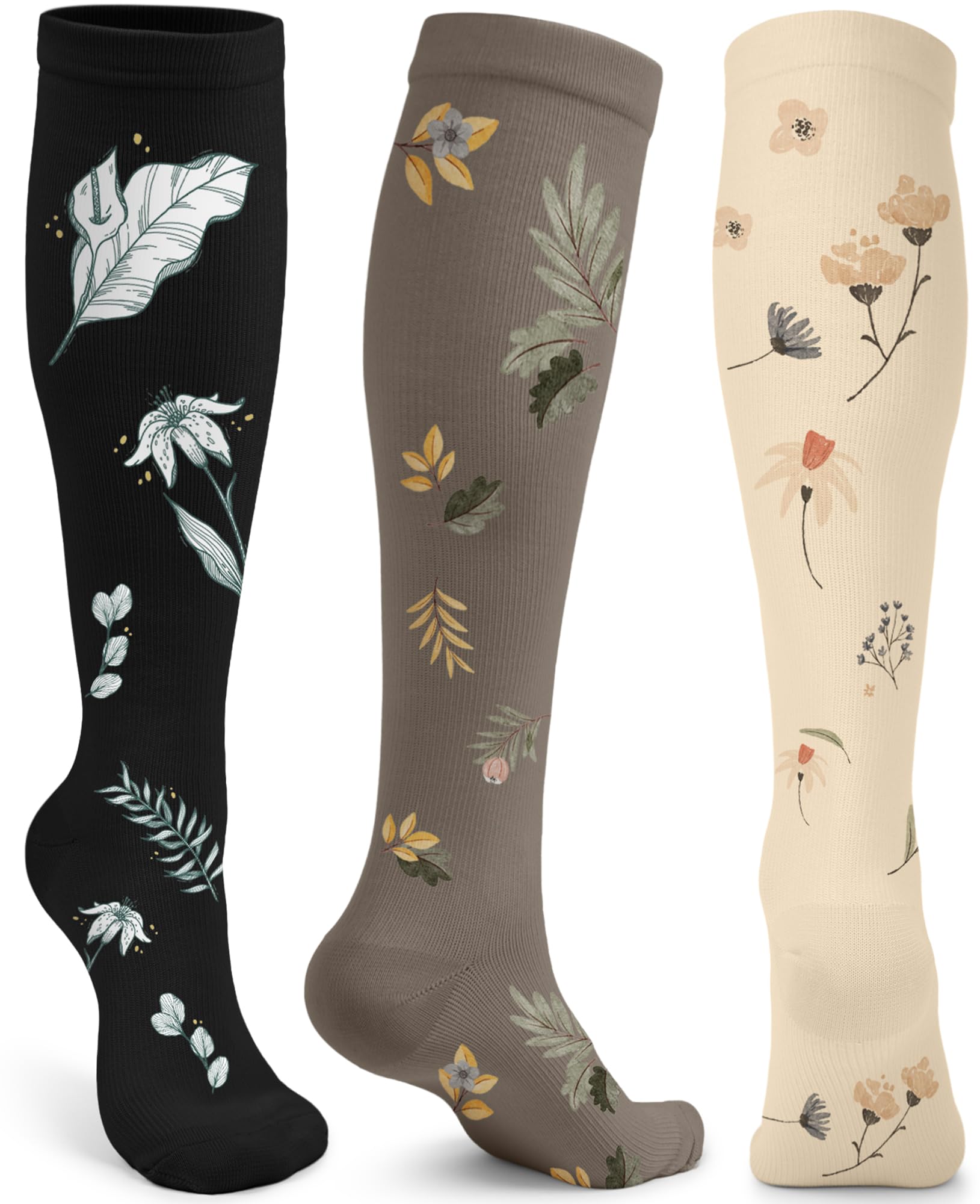 Photo 1 of 3 Pairs Compression Socks for Women & Men (15-20mmHg), Best Support for Circulation, Nurses, Running, Travel & Pregnancy, Cute Knee High Medical Compression Stockings – Gifts for Mom, Wife & Nurses