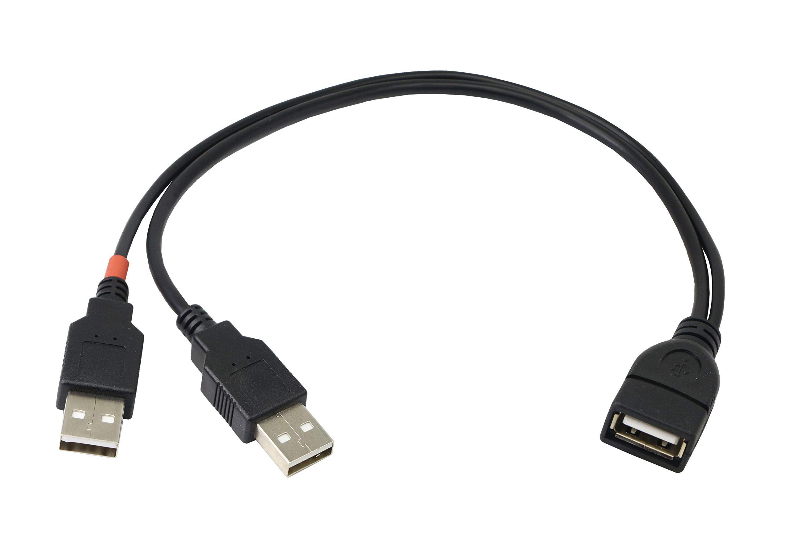 CERRXIAN USB 2.0 A Y Splitter Hub Adapter Cable, 1 Female to 2 Male Data Cable Extension (0.3M) — image 1