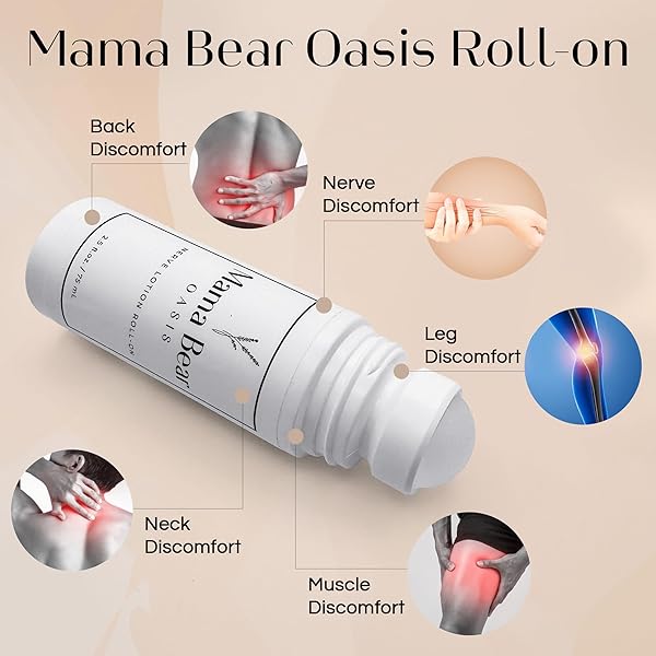 MAMA BEAR OASIS ROLL ON NERVE SUPPORT – FAST ABSORBING & QUICK DRYING MAGNESIUM ROLL ON W/MENTHOL, ALOE VERA, & MORE FOR CALMING EFFECT – GENTLE & NON-GREASY COMFORT RUB FOR EASY APPLICATION