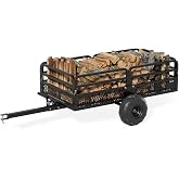 ATV UTV Trailer Tow Behind Dump Cart for Lawn Tractors&ndash; 1500 lbs, 15 Cu.Ft Heavy Duty Steel Garden Utility Trailer, Hand Pull or Foot Pedal Dump for Lawn Mower, Tractor, Yard &amp; Garden