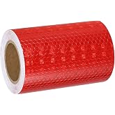 MECCANIXITY Reflective Tape, 4 Inch x 16 ft Self-Adhesive Trailer Reflector Tape Waterproof Warning Safety Sticker High Visibility Night Reflectors for Bikes Cars, Red