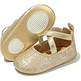CENCIRILY Infant Baby Girls Mary Jane Flats Non Slip Soft Sole Prewalker Princess Wedding Dress Shoes