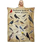 Bird Blankets for Girls Adults, Bird Gifts for Birds Lovers Women, Soft Flannel Throw Blanket Backyard Birds of North America Blanket Home Decor 50''x 40''