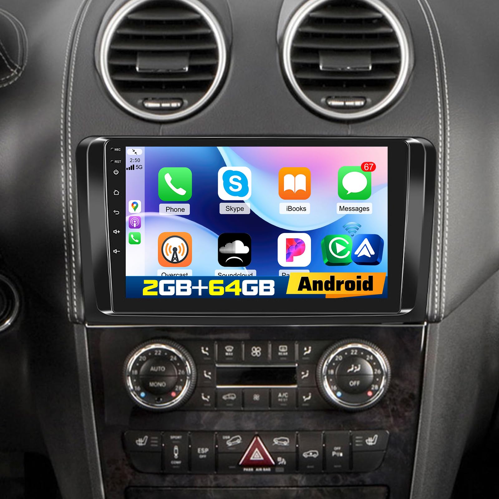 Photo 1 of [2G+64G] Car Radio for Mercedes ML350 GL450 GL350 ML500 ML280 GL320 W164 X164 2005-2011 Benz GL ML Class, 9 inch Android Touch Screen ML350 Stereo, Carplay/Android Auto/EQ Audio/SWC/Bluetooth