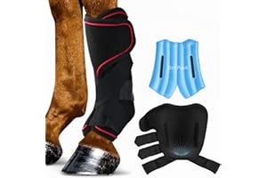 Atsuwell Horse Ice Boots for Horses Injuries, Horse Ice Pack Cooling Horse Leg Wraps with Secure Straps for Support, Wearable Horse Leg Ice Boot Gel Cold Compression for Horse Care, Hock Sprain