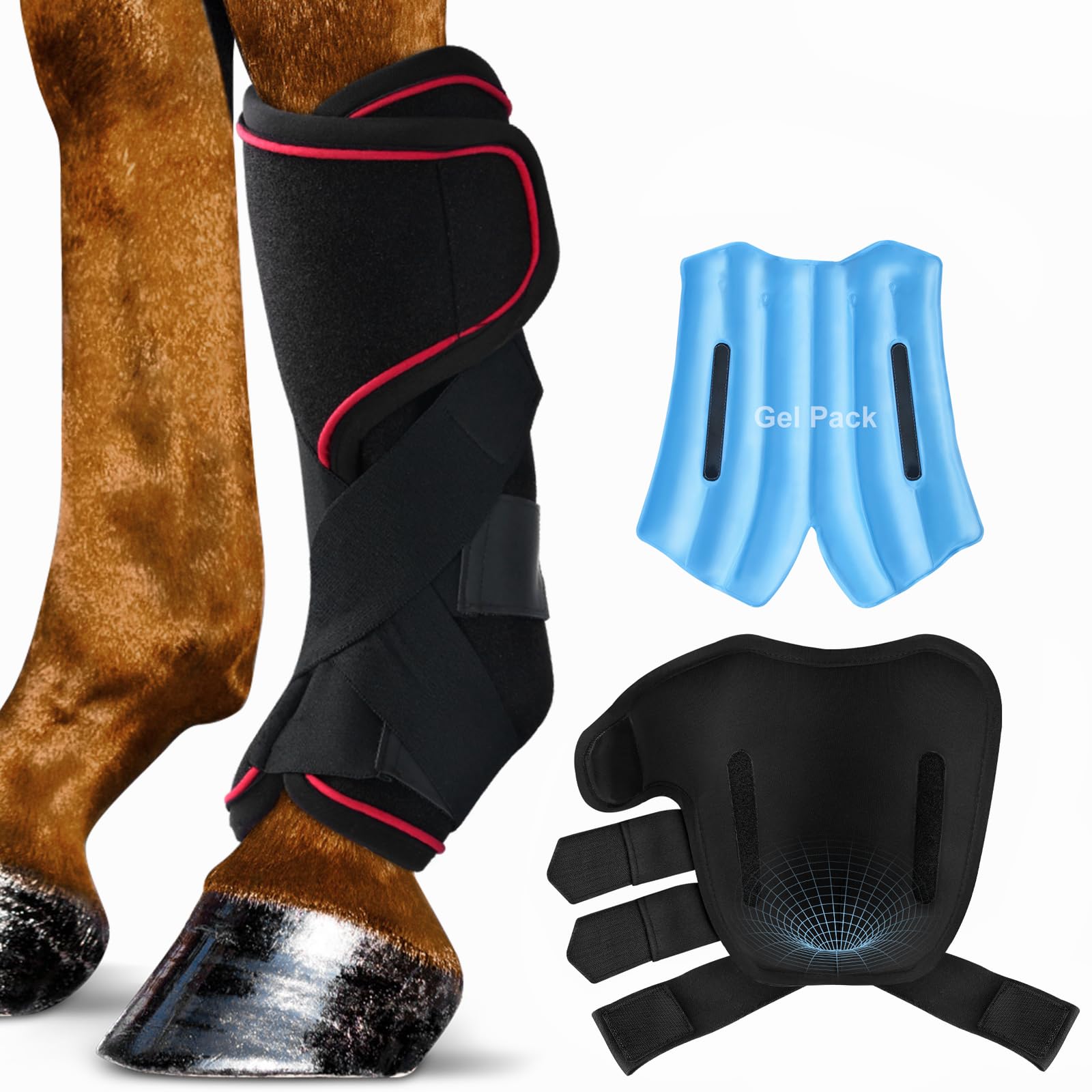 Photo 1 of Atsuwell Horse Ice Boots for Horses Injuries, Horse Ice Pack Cooling Horse Leg Wraps with Secure Straps for Support, Wearable Horse Leg Ice Boot Gel Cold Compression for Horse Care, Hock Sprain