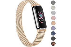 Mugust Metal Band Compatible with Fitbit Luxe Bands for Women Men, Stainless Steel Mesh Loop Magnetic Replacement Bracelet St