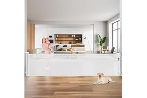 GENERIC Retractable Baby Gates-110 Inch Baby Gates Extra Wide for Large Opening Baby Gate-Retractable Driveway Guard, Indoor Outdoor Long Baby Gate, Retractable Dog Gate for The House Extra Wide