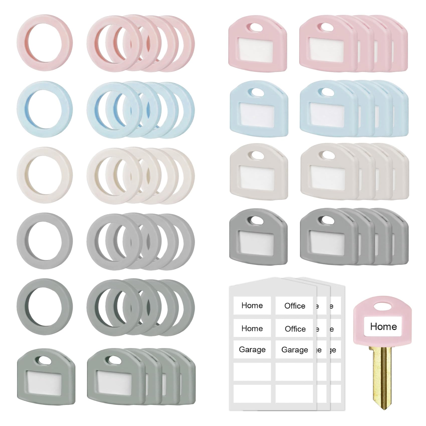 Photo 1 of CllyCnny Key Covers Caps Set: 50PCS Keys Caps Tags with Labels Cute Silicone Key Color Identifiers Covers for Square Round House Keys Head Protectors