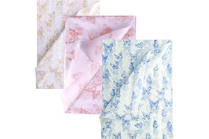 45Pcs Butterfly Tissue Paper Sheets, 14x20inch Gold & Rose Gold & Blue Wrapping Tissue Paper Sheets for Packaging Christmas W