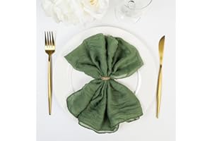 Dololoo Cheesecloth Napkins Set of 6, 20 x 20 Inch Gauze Dinner Cloth Napkins, Handmade Square Rustic Table Napkins for Parties Weddings Event Family Dinner Boho Decoration, Green