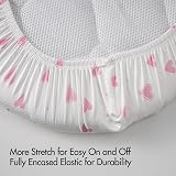 Soarwg Kids Moses Basket Sheet and Pram Fitted Cover Pink Heart Oval view 7
