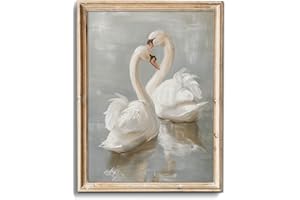 uniro Vintage Wall Art Prints Decor Classical Swan Canvas Oil Painting Poster Pastel Watercolor Swan Vintage Art Pictures Farmhouse Wall Decor for Nursery Bedroom Bathroom Office (8" x 10"-UNFRAMED)