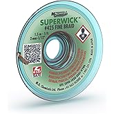 MG Chemicals - 425 Desoldering Braid #3 Fine Braid Super Wick with RMA Flux, 5' Length x 0.075" Width, Green
