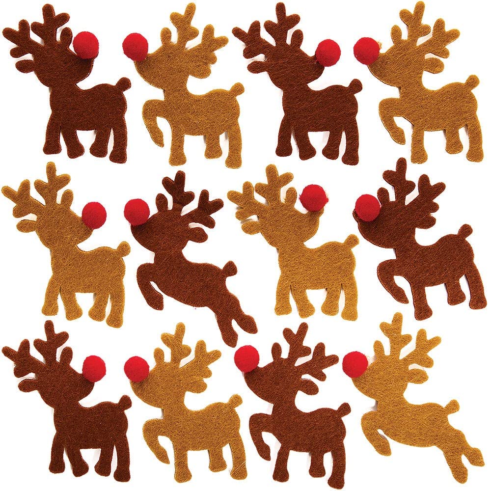 Baker Ross FX239 Reindeer Pom Stickers - Pack of 80, Christmas for Children, Scrapbooking and Decorating, Brown and Red