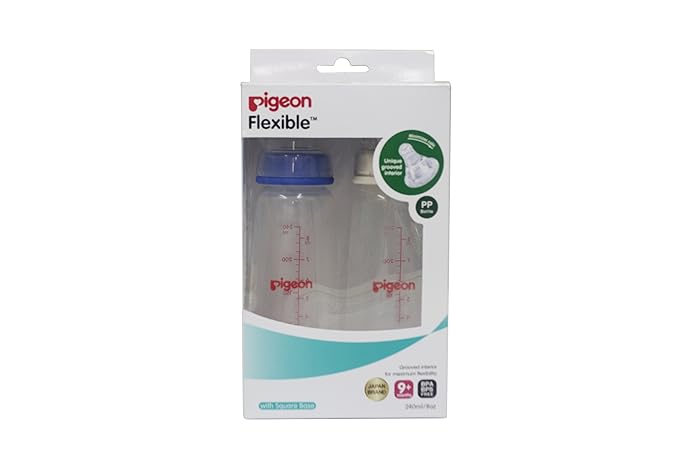 Pigeon Peristaltic Nursing Bottle Twin Pack (Blue/White) - 240 ml