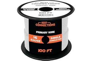 BEST CONNECTIONS Automotive Primary Wire - 100ft (Various Color Options) | Ideal for Trailer, Speaker, and Lighting Circuits | Durable Primary/Remote, Power/Ground Electrical Wiring (16 Gauge, White)