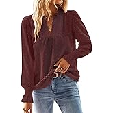 Falechay Boho Tops for Women V Neck Blouses Flowy Swiss Dot Dressy Casual Lace Womens Long Sleeve Shirts Trendy 2026