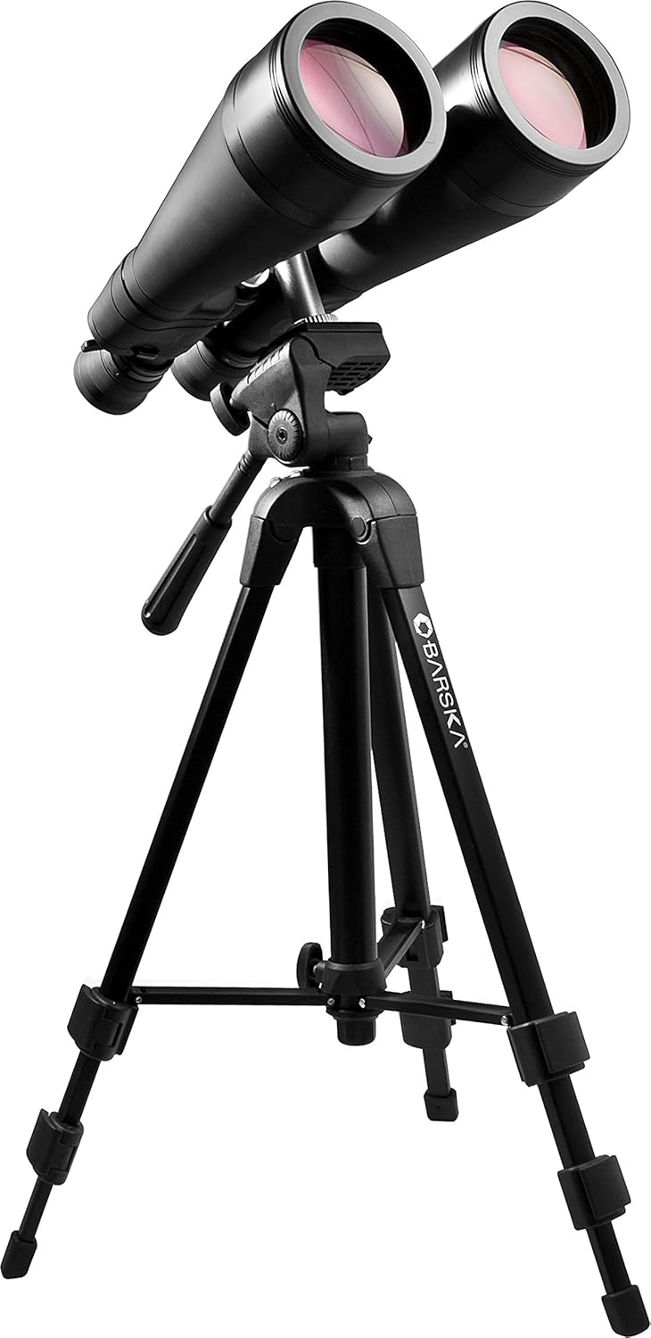 BARSKA Gladiator 25-125x80 Zoom Binoculars (Green Lens, Braced-in Tripod Adapter)
