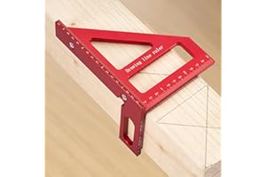 3D Multi-Angle Measuring Ruler, Aluminum Alloy 45°/90° Square Protractor Triangle Rulers, Woodworking Drawing Line Tool, Red(
