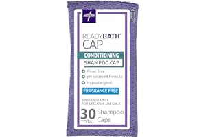 Medline Industries MSC095231 ReadyBath Rinse-Free Shampoo and Conditioning Caps, Fragrance Free (Pack of 30)