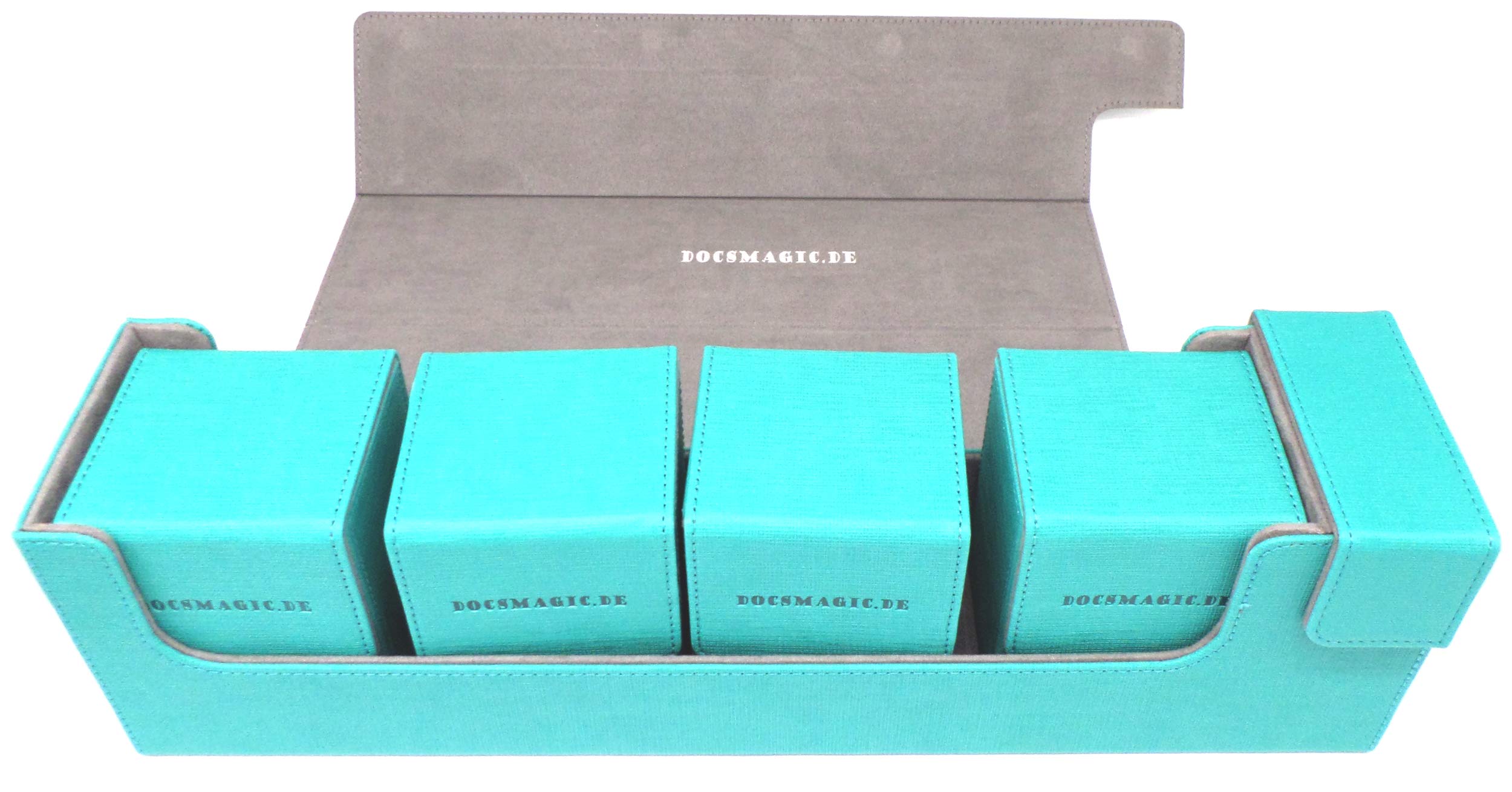 docsmagic.de Premium Magnetic Tray Long Box Mint Large + 4 Flip Boxes Aqua