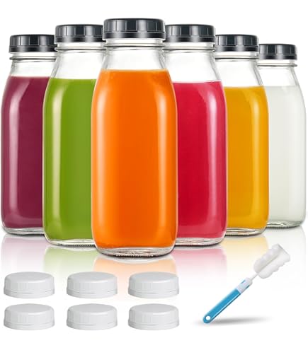 Glass Bottles For Juicing AuroTrends 4-Pack 16oz Glass Bottles