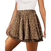 onlypuff Flowy Shorts for Women Chiffon Ruffle Skorts Mini Skirts for Teen Girls