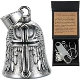 CTZSR Motorcycle Bell Guardian Angel Gremlin Lucky Charm Gift For Riders | Safe Protection &amp; Good Luck Motorcycle Accessories For Men Women Kids Friends With Gift Box Legend Card Keychain And Hanger