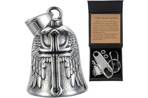 CTZSR Motorcycle Bell Guardian Angel - Good Luck Charm Gift With Gift Box, Legend Card, Keychain And Hanger