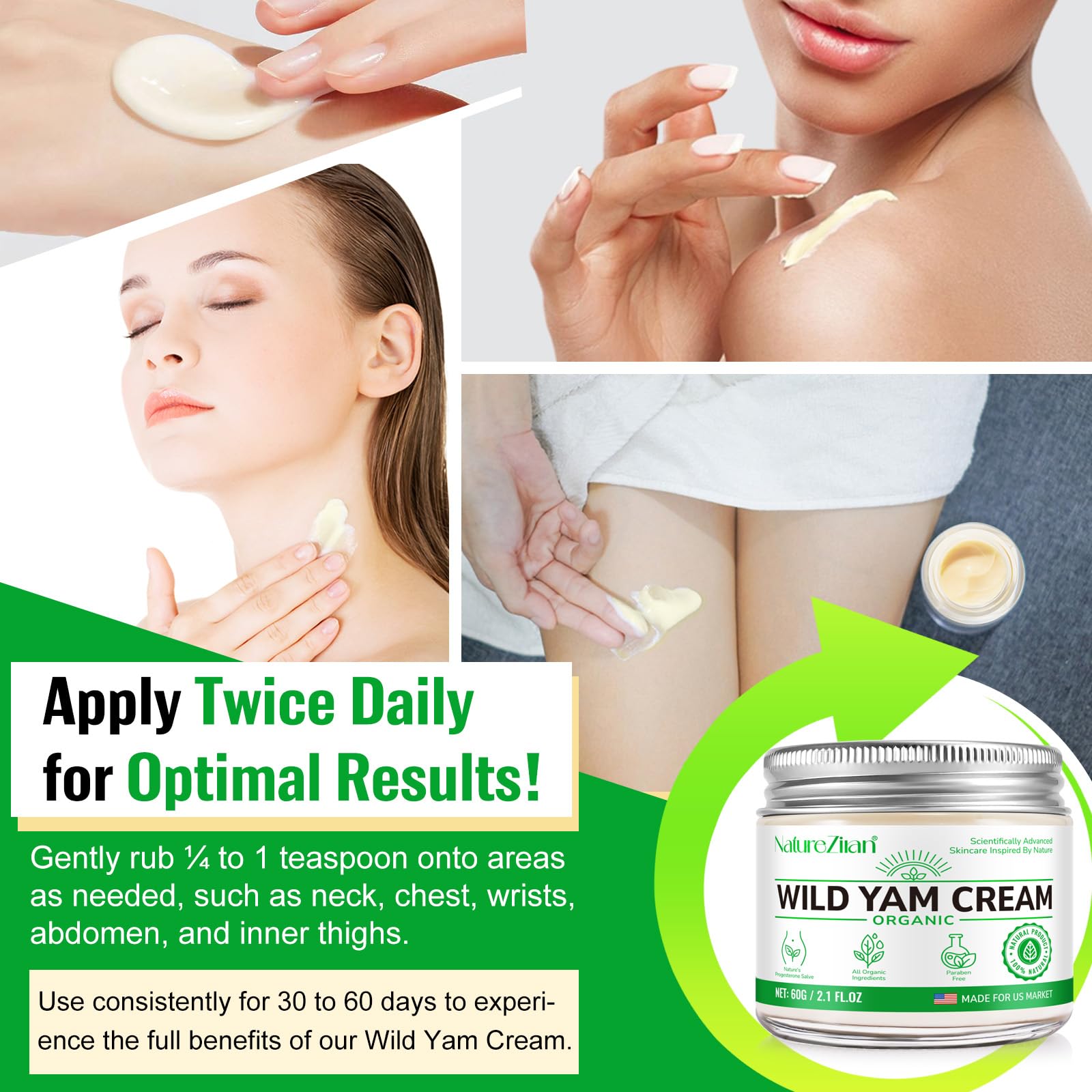 Wild Yam Cream - Wild yam Cream - Suitable for Relieving Symptoms During Periods of Physical Change - for All Skin Types 2.1floz