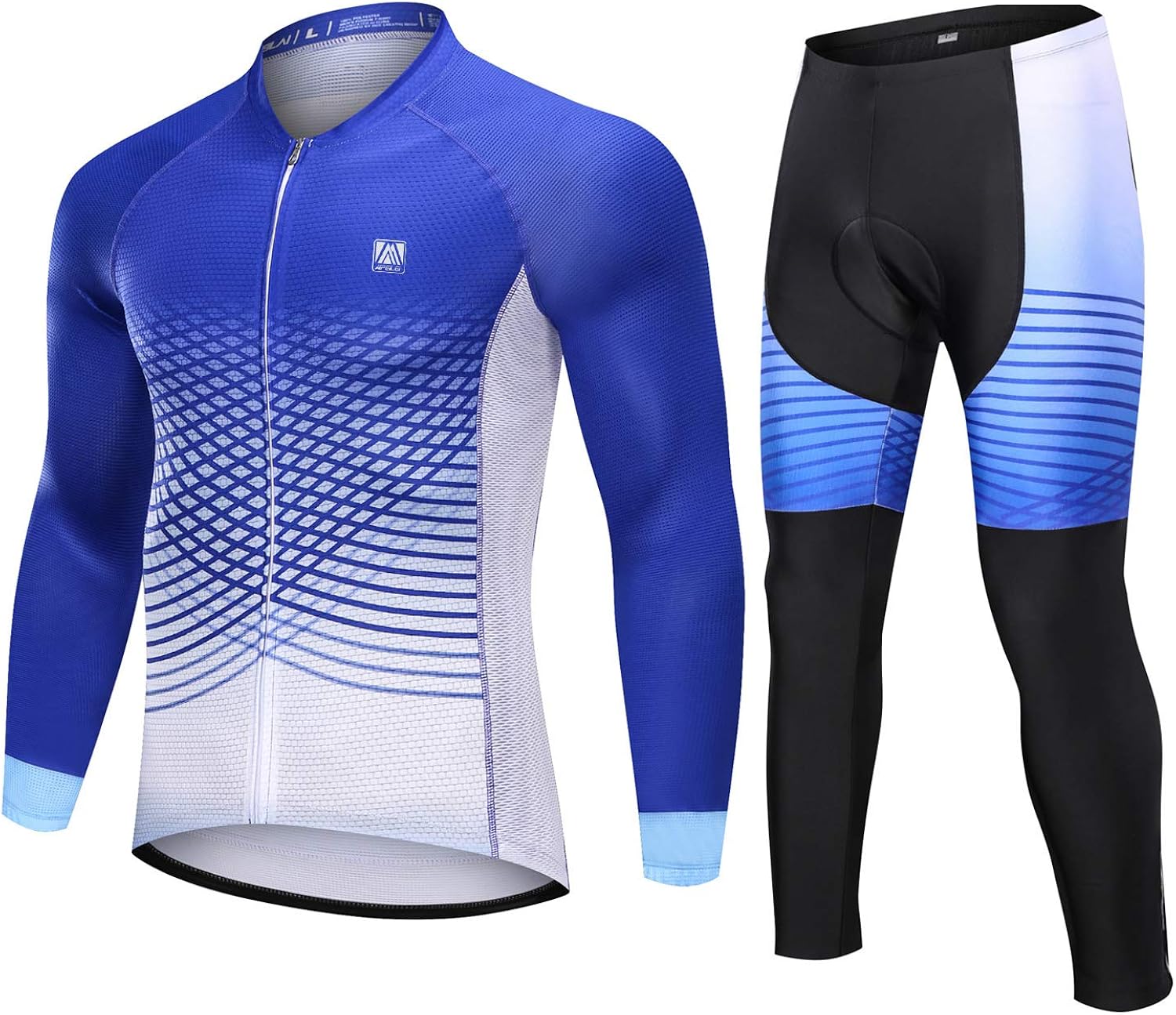 Men's Cycling Jersey Suit Full Sleeve Bicycle Jersey Clothing Set + 3D Padded Breathable Pant Sportswear: Clothing