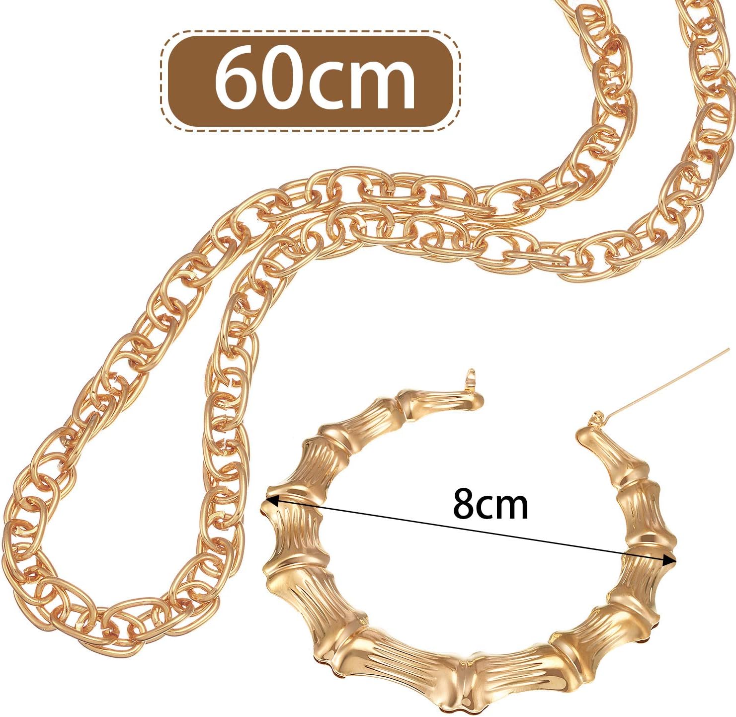 Hip Hop Woman Costume Kit Old School Rapper Sunglasses Faux Gold Rope Chain Earrings 80s/ 90s Rapper Accessories: Toys & Games