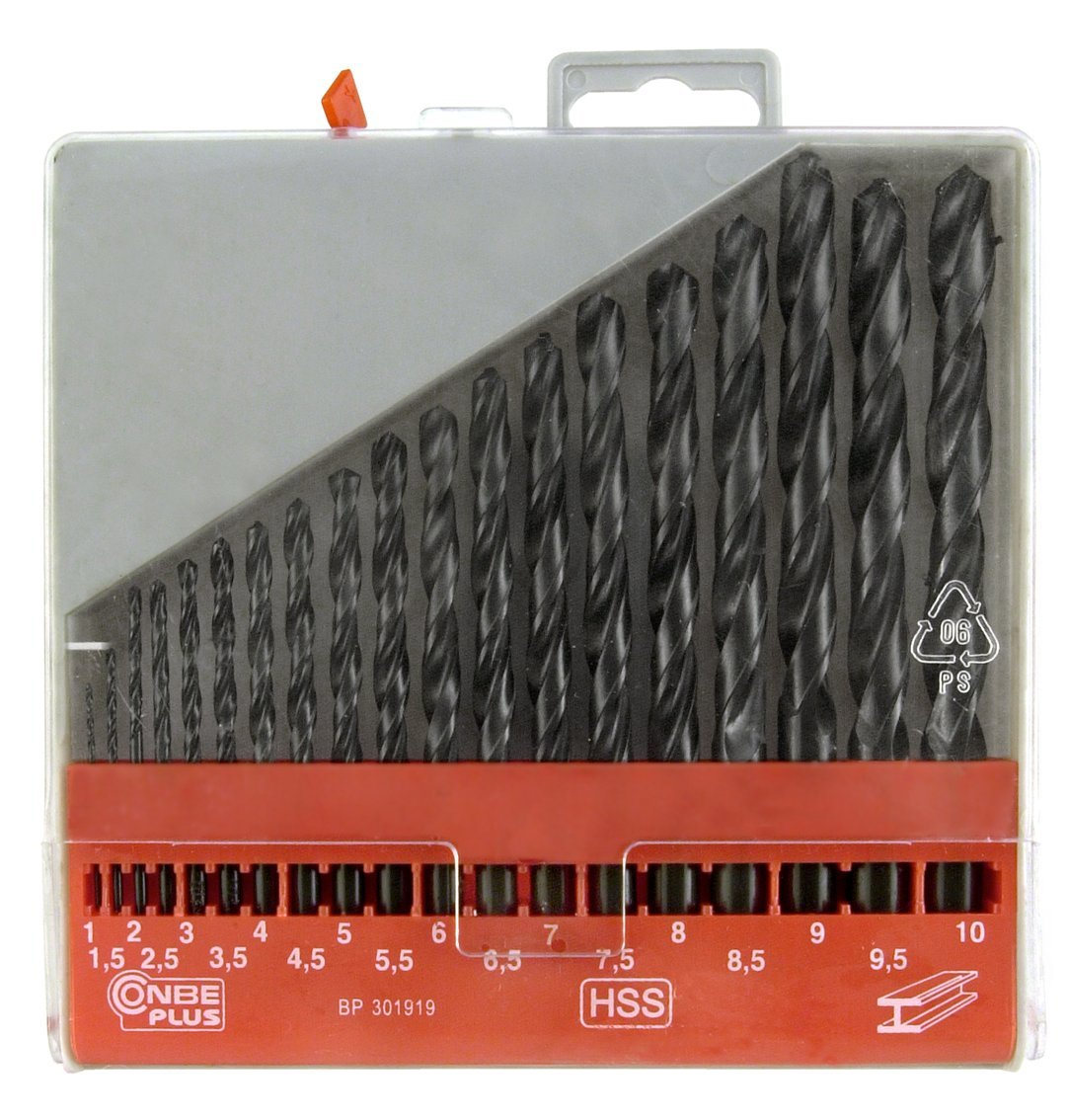 Con:P BP301919 HSS Twist Drill Bits Set, Drill Accessories (19 Pieces)