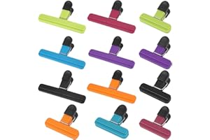 Plastic Chip Clips 12PCS, Airtight Sealing Bag Clips for Food Storage Reusable Strong Grip Plastic Bag Clips for Kitchen Free