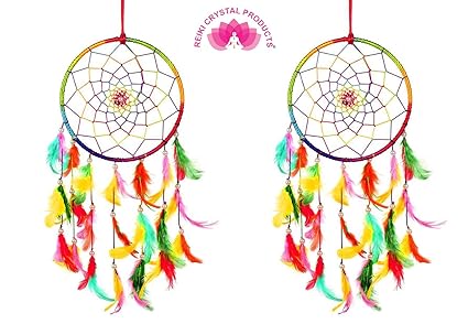 Reiki Crystal Products Combo Dream Catcher for Wall Hanging Attract Positive Dreams & Positive Thinking and Protections Dream Catcher Pack of 1+1