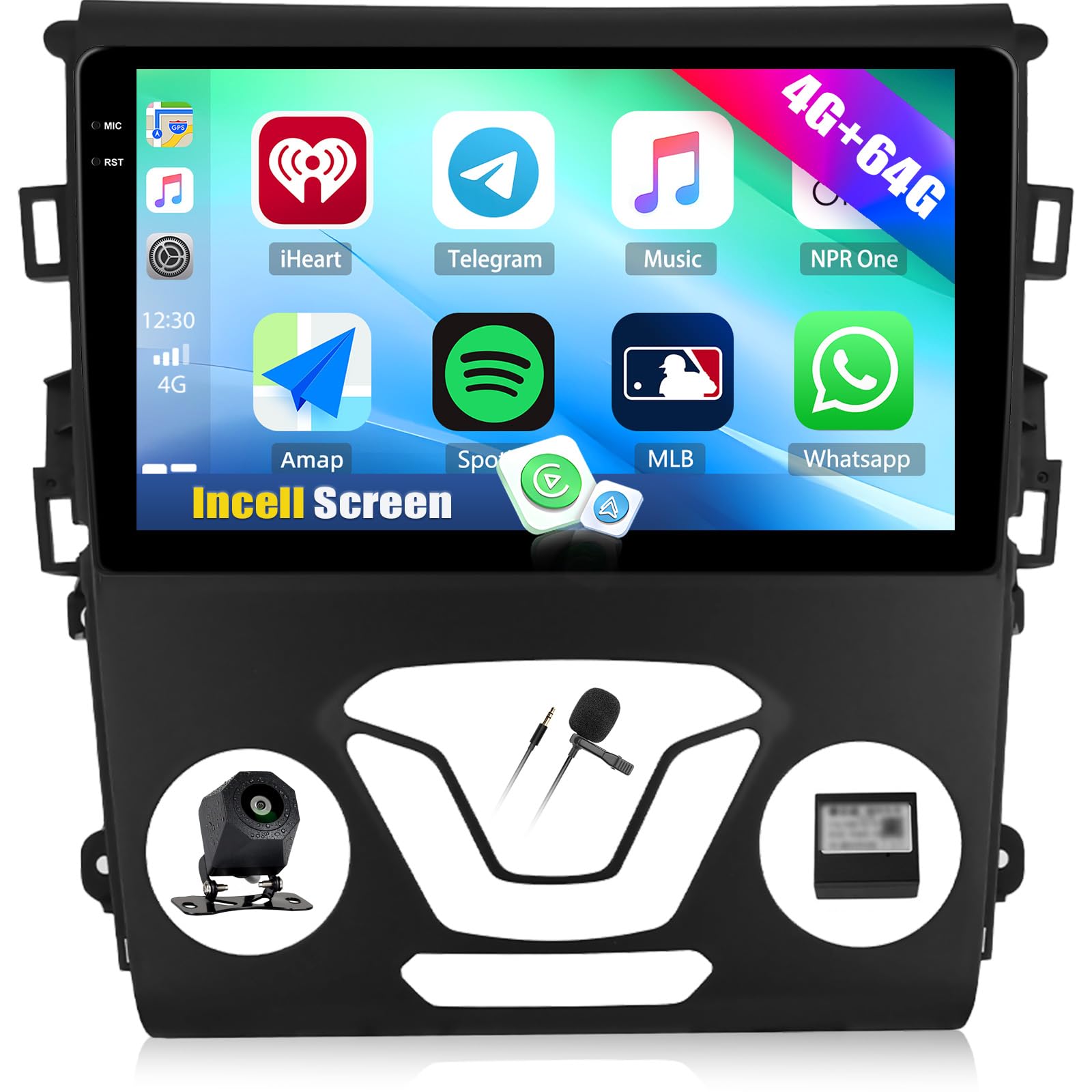 Photo 1 of 4G+64G Car Stereo for Ford Fusion Radio 2013-2016 with Wireless CarPlay Android Auto Android 15 Head Unit 9" Incell Touch Screen Car Radio Bluetooth GPS WiFi RDS FM HD Backup Camera