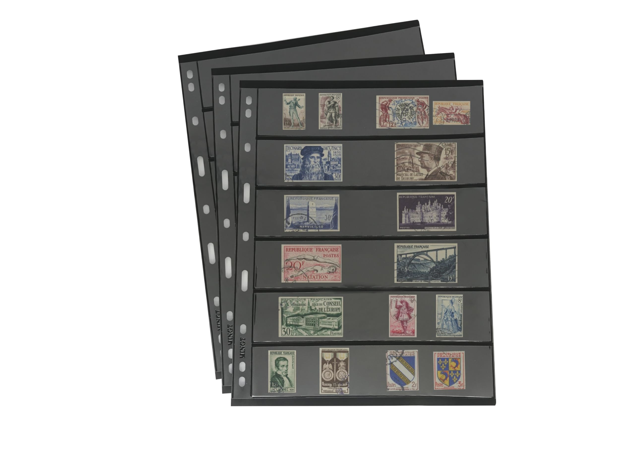 PCCB MINGT 10Pcs Standard 9-Hole Black Double-Sided Album Inner Sheets Stamp Banknote Collection Album Inserts Pages For Coin Collecting And Supplies (6 Pockets)