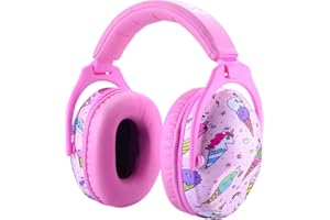 Hocazor HZ015 Kids Ear Protection-SNR 27dB Safety Earmuffs Durable Composite Material Hearing Protector Girls Noise Cancelling Headphones - Pink Ice Cream