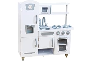 KidKraft Vintage Wooden Play Kitchen with Pretend Ice Maker and Play Phone, White